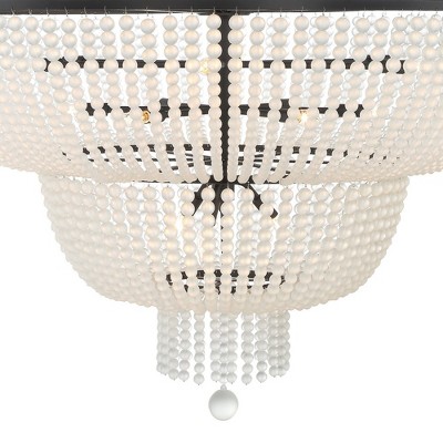 Rylee Matte Black 15-Light Chandelier with Frosted Glass Beads