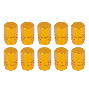 Unique Bargains Tire Stem Valve Caps Wheel Valve Covers Car Dustproof Hexagon Shape Aluminium Alloy Tire Cap 0.63"x0.39" 10  Pcs - 1 of 4