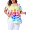 Agnes Orinda Women's Plus Size Tie Dye Short Sleeve Casual Round Neck Pleated Summer Blouse - 2 of 4