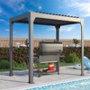 EROMMY 8 Ft. W X 5 Ft. D Pergola with Canopy, Aluminum Louvered-Top Grill Gazebo, Outdoor BBQ Gazebo with Built-In Gutter System - 3 of 4