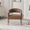 Sapphtopaz Accent Chair Open Back Barrel Chairs Upholstered Dining Chair with Wood Legs Lounge Chair for Living Room, Bedroom, Indoor - 3 of 4