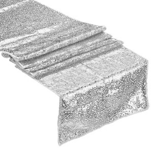 Unique Bargains Party Wedding Polyester Flexible Cutting Delicate Edges Sequin Table Runner 2 Pcs - 1 of 3