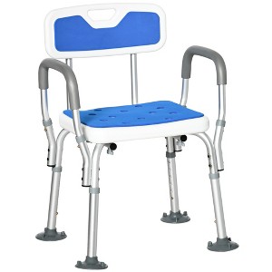 HOMCOM EVA Padded Shower Chair with Arms and Back, Bath Seat with Adjustable Height, Anti-slip Shower Bench for Seniors, Disabled, Tool-Free Assembly - 1 of 4