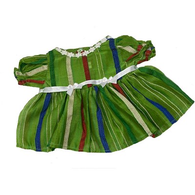 Doll Clothes Superstore Green Stripe Party Dress wih Bow For Stuffed Animals