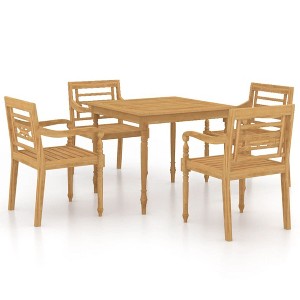 vidaXL 5 Piece Patio Dining Set Solid Teak Wood - 1 of 4
