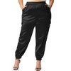 Agnes Orinda Women's Plus Size Satin Elastic Waist Athleisure Ankle Length Casual Jogger Pants - 2 of 4