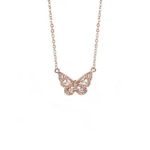 Hollywood Sensation Elegant Butterfly Pendant Necklace with Sparkling Cubic Zirconia Stones 16.25 Inches Gold - 1 of 3