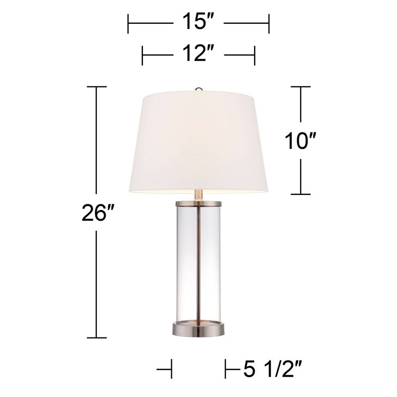 360 Lighting Coastal Table Lamps 26" High Set of 2 Clear Glass Fillable Steel White Tapered Shade for Living Room Family Bedroom Bedside, 4 of 10