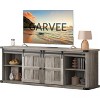 70" Farmhouse TV Stand, Entertainment Center Storage Cabinets w/Power Outlets and Sliding Barn Door,Rustic TV Stands for Living Room - 3 of 4