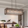 LLHZSY 6-Light Antique Brown Farmhouse Linear Ceiling Chandelier with Crystal Shade - 37" W x 11" D x 22" H - 2 of 4