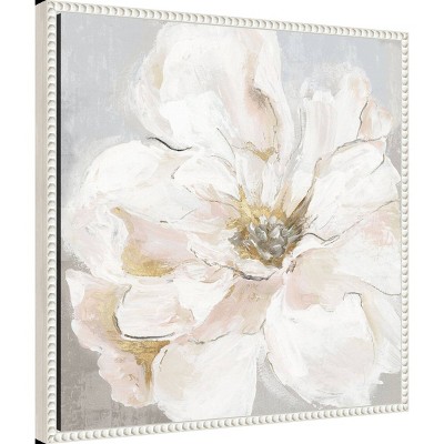 Amanti Art 22"x22" Large White Floral I by Alex Black Framed Canvas Wall Art Print: Modern Style, Polystyrene Frame, Botanical Lithograph