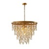 ALOADECOR Mid-Century Statement Crystal Chandelier Painted Brass Vintage Glam Pendant Light Adjustable Ceiling Fixture for Dining Room - 3 of 4
