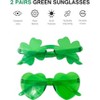 4E's Novelty Set of 2 Green Sunglasses for Adults, Shamrock & Heart Shaped, St Patricks Day Glasses for Women & Men Party Outfit Accessories - 2 of 4