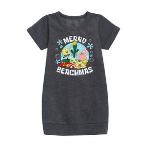 - SpongeBob SquarePants - Merry Beachmas Graphic Short Sleeve Fleece Dress - 1 of 4