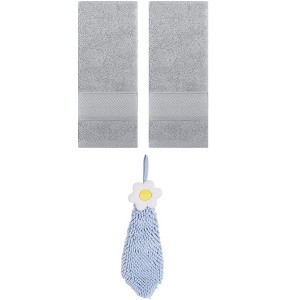 REGALWOVEN 3 Pcs Soft Absorbent Hand Towel Bathroom Decorative Set - 1 of 4