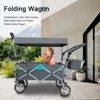 FURNIinspire Outdoor Serving Carts Push Pull Utility Folding Wagon with Removable Canopy for Camping Beach Outdoor, Gray, 50"*20.47"*43.3" - 4 of 4