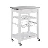 MaseiKar Mobile Rolling Kitchen Island Trolley Serving Cart with Underneath Drawer & Slide-Out Wire Storage Basket - 4 of 4