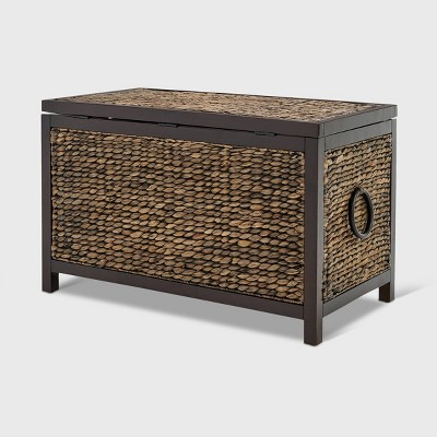 Wilson Rustic Brown Wicker Storage Trunk with Acacia Frame