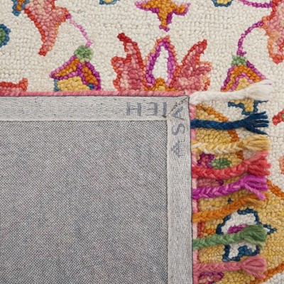 Ivory Floral Handmade Tufted Wool Rectangular Rug