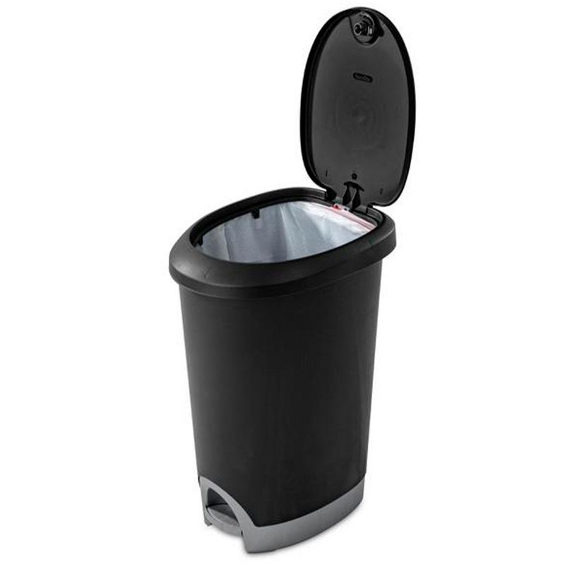 Sterilite 12.6 Gallon Innovative Hands Free Home Kitchen Plastic Wastebasket Trashcan with Locking Lid and Step On Pedal, 3 of 7
