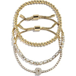 3-Piece Gold Plated Initial Bead Bracelet Set, Personalized Trendy Jewelry Gift for Women - 1 of 4