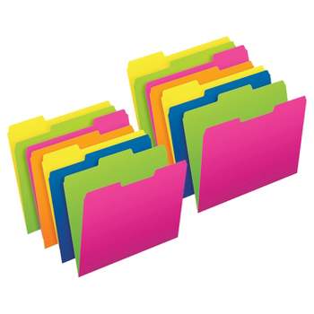 Pendaflex Twisted Glow File Folders, Letter Size, Assorted Colors, 1/3-Cut, 12 Per Pack, 2 Packs