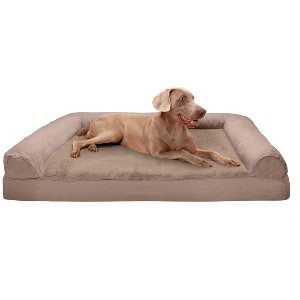 FurHaven Plush and Suede Cooling Gel Top Memory Foam Sofa Dog Bed - 1 of 3