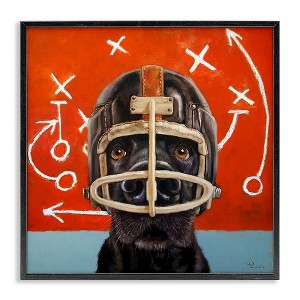 Stupell Industries Dog in Football Helmet Sports Plays Framed Giclee Art, Black, 24" x 24" - 1 of 4
