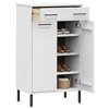 vidaXL Shoe Rack Solid Pine Wood and Metal, Rectangular - White - 3 of 4