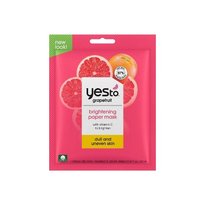 Yes To Grapefruit Single Use Paper Face Mask - .67oz