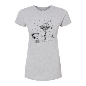 Women's - Peanuts - Snoopy Woodstock Igloo Fitted Graphic T-Shirt - 1 of 4