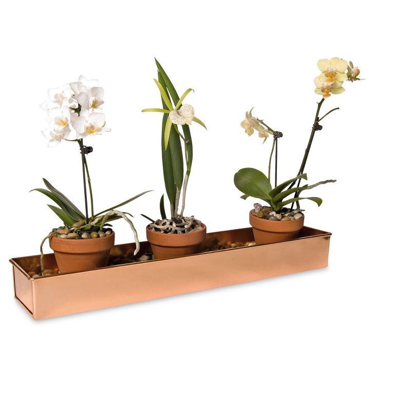 Gardener's Supply Company 18" Rectangular Copper Plant Tray | Watertight Elegant Planter for Indoor Outdoor Decor Plants, Herbs & Succulents | Durable, 3 of 5