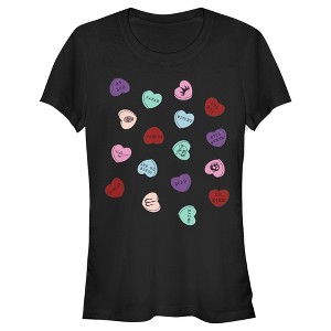 Juniors Womens Disney Villains Valentine's Day Candy Hearts T-Shirt - 1 of 4