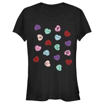 Juniors Womens Disney Villains Valentine's Day Candy Hearts T-Shirt