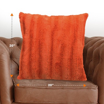 Rust Faux Fur 20x20 Decorative Pillow Cover