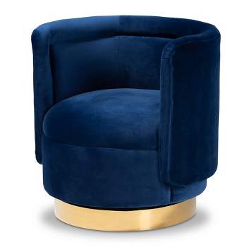 Saffi Velvet Upholstered Swivel Accent Chair - Baxton Studio