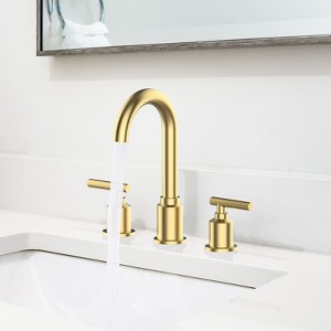 8 Inch Faucet, Modern 3-Hole Sink Faucet with Stainless Steel Pop-Up Drain, 360° Swivel Spout, Elegant Chrome Finish - 1 of 4