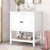 TIRAMISUBEST 30" Gray Modern Sleek Bathroom Vanity Elegant Ceramic Sink with Solid Wood Frame Open Style Shelf & Door Shelf Design - 2 of 4