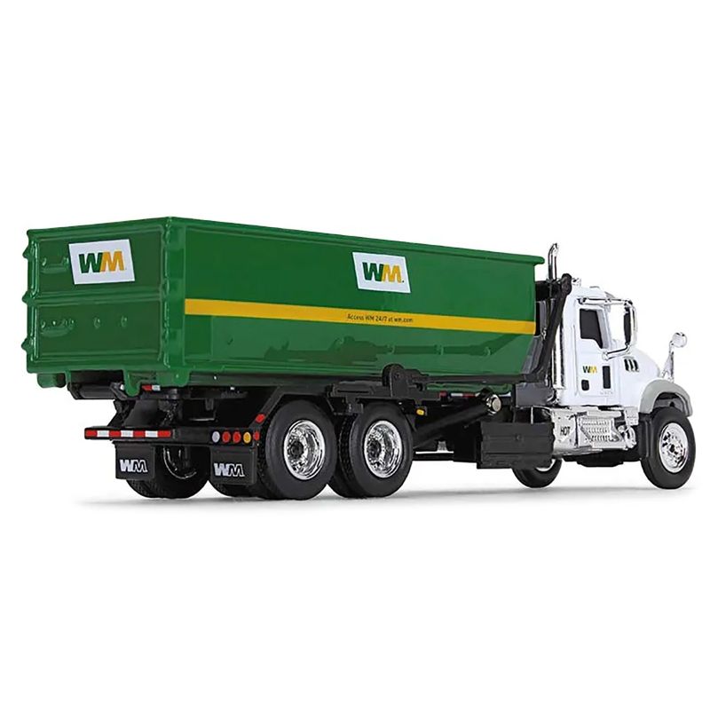 Mack Granite MP Garbage Truck w/Tub-Style Roll-Off Container Waste Management White & Green 1/87 HO Diecast Model by First Gear, 3 of 4