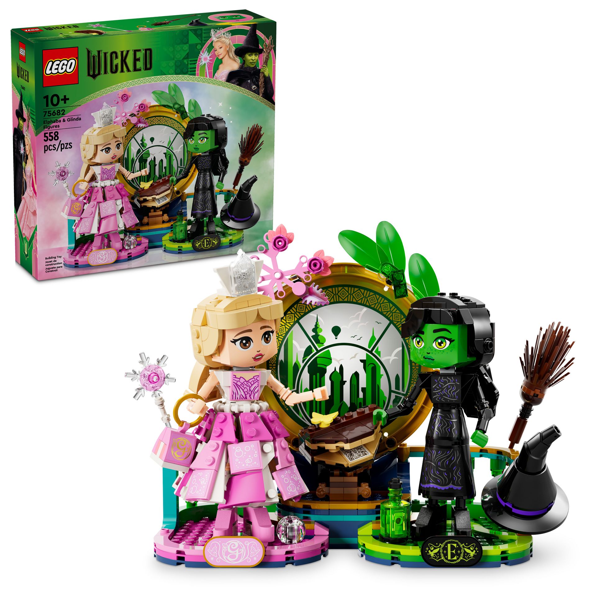 LEGO Wicked Elphaba & Glinda Figures Fantasy Playset, Kids Witch Toys 75682