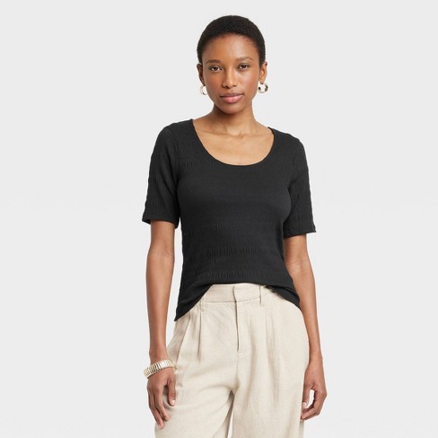 Black Scoop Neck Top : Target