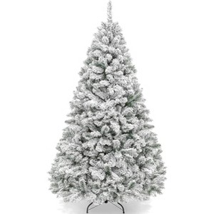 6ft Snow Flocked Hinged Artificial Christmas Tree, White - 1 of 4