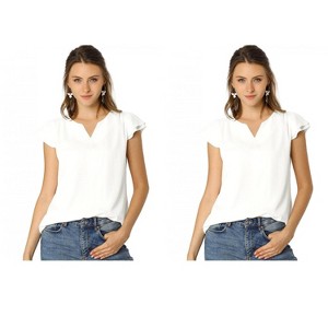 INSPIRE CHIC Women's Work Business Casual Plain Cap Sleeve Blouse 2 Packs - 1 of 4