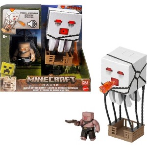 Minecraft Blast Attack Ghast Action Figure Set by Mattel with Light & Sound Effects, Launcher, Projectile & Piglin Warrior – Movie Inspired - 1 of 4