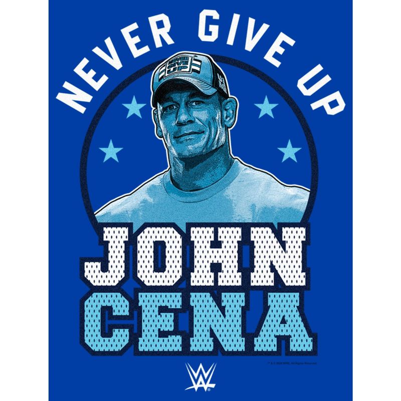 Men's WWE John Cena Never Give Up Blue Logo T-Shirt, 2 of 5