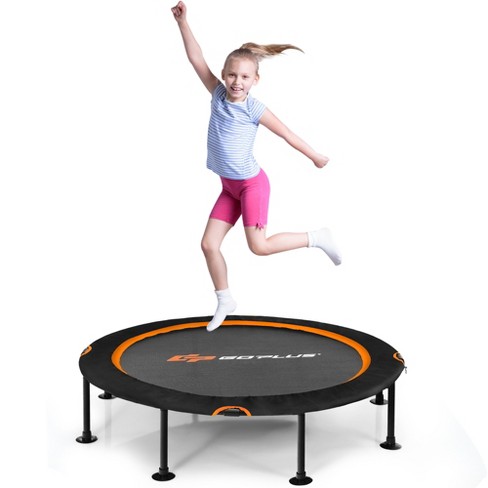Costway 47'' Folding Trampoline Exercise Fitness Rebound W/safety Pad  Adults&Kids Orange