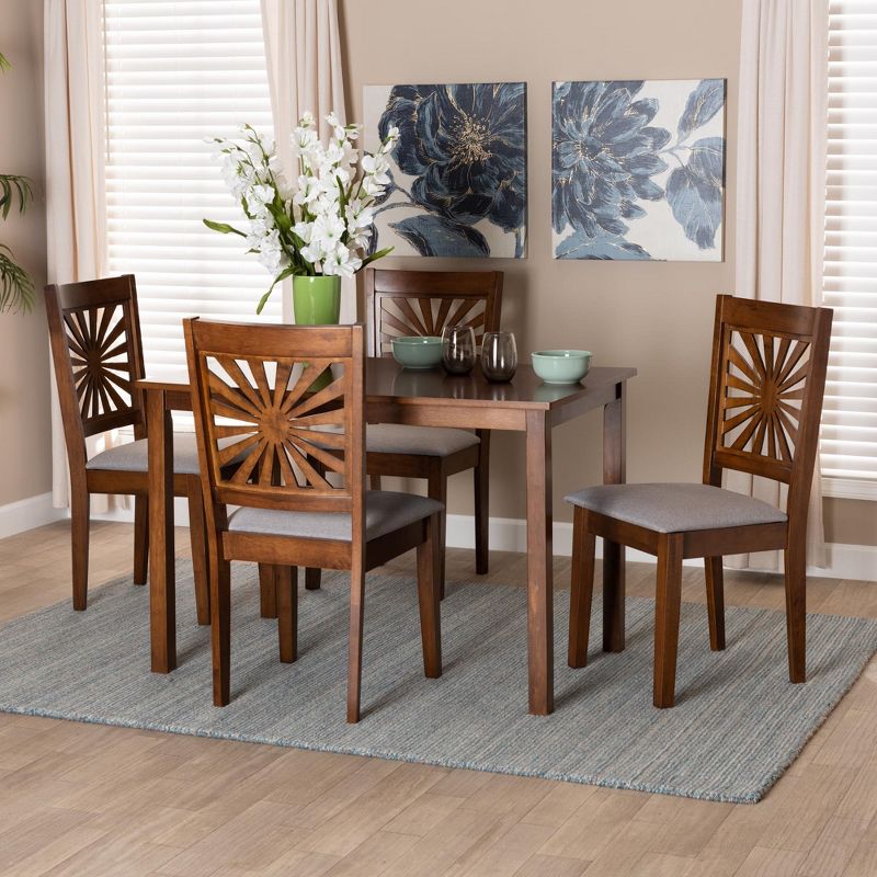 Baxton Studio Olympia Modern Fabric and Wood Dining Set, 1 of 10