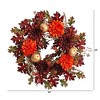 Nearly Natural 24” Fall Dahlia, Golden Apple, Oak Leaf and Berries Autumn Artificial Wreath - image 2 of 4