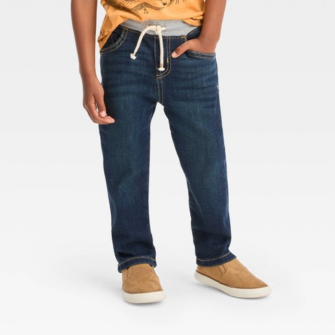 Toddler Boys' Pull-on Straight Fit Jeans - Cat & Jack™ Dark Wash 4t : Target