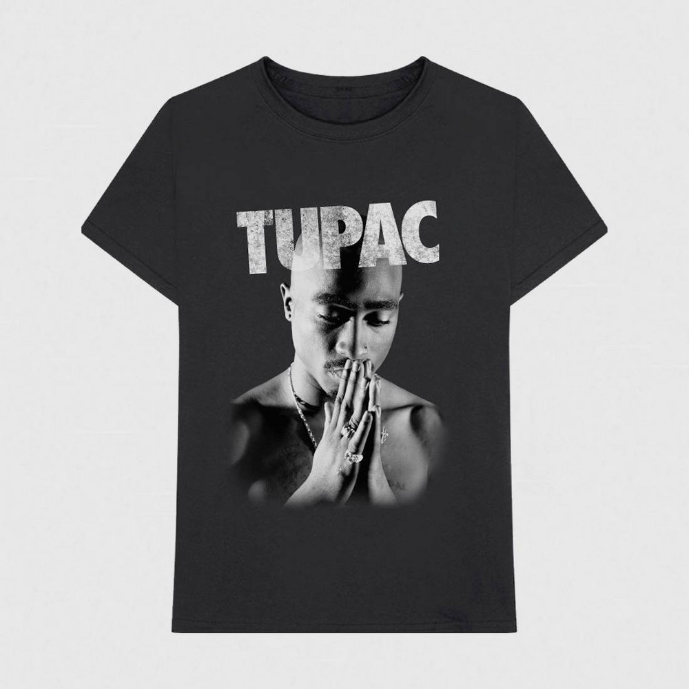 Size XXL Men's Tupac Short Sleeve Graphic T-Shirt - Black